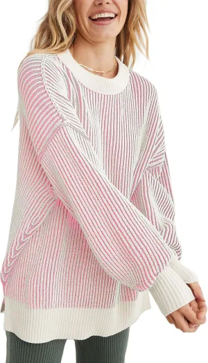 Beyond Chenille Sweater for Women 2024 Winter Crew Neck Pullover Sweater Color Block Knit Tops