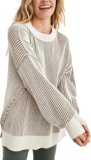 Beyond Chenille Sweater for Women 2024 Winter Crew Neck Pullover Sweater Color Block Knit Tops