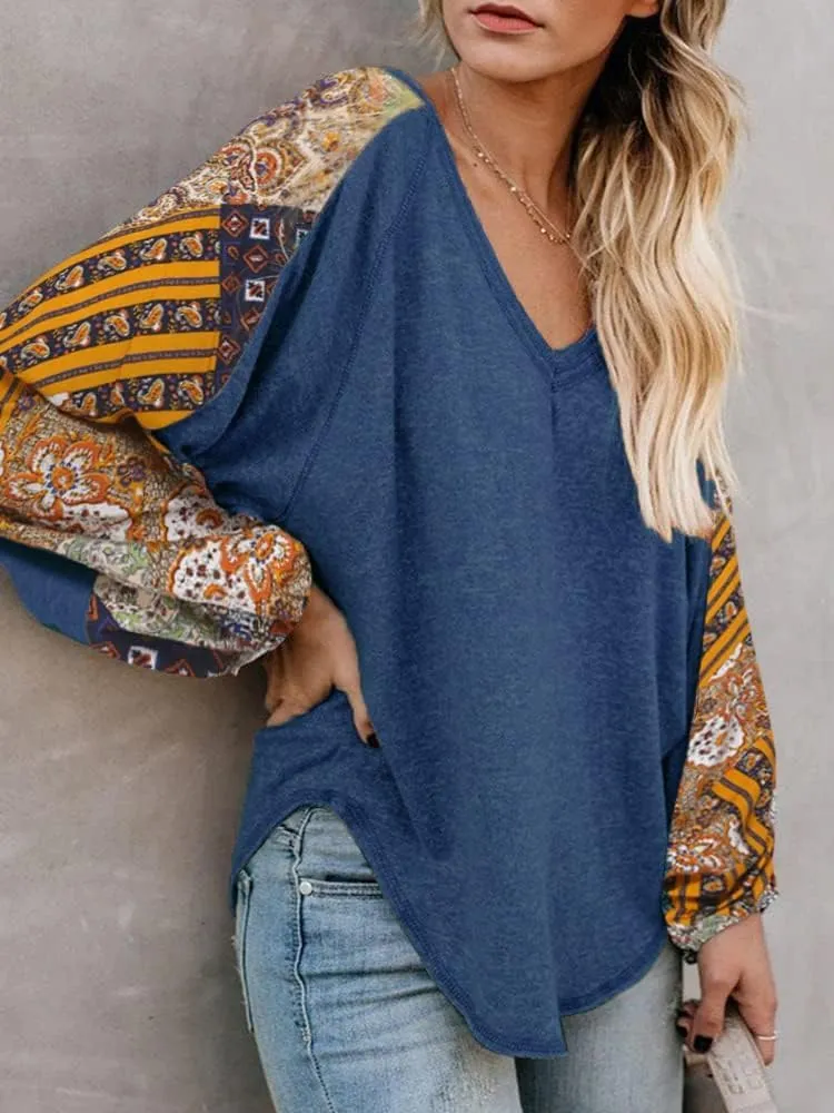 Beyove Boho Tops for Women Long Sleeve Fall Bohemian Casual Loose Fit Shirt Hippie Western Dressy Blouses