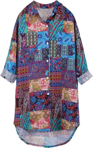 Bianstore Women's Oversized Linen Shirts Blouses Tops Long Sleeve High Low Button Up Shirts