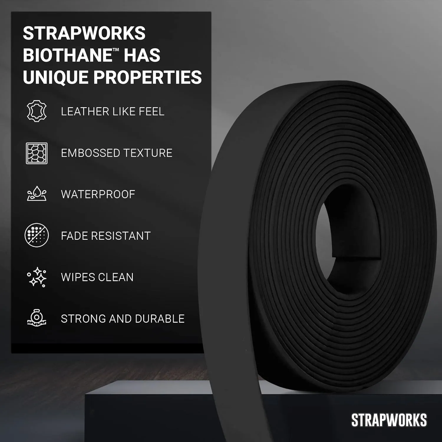 BioThane Beta Series Coated Webbing, 1 Inch x 100 Feet, Black