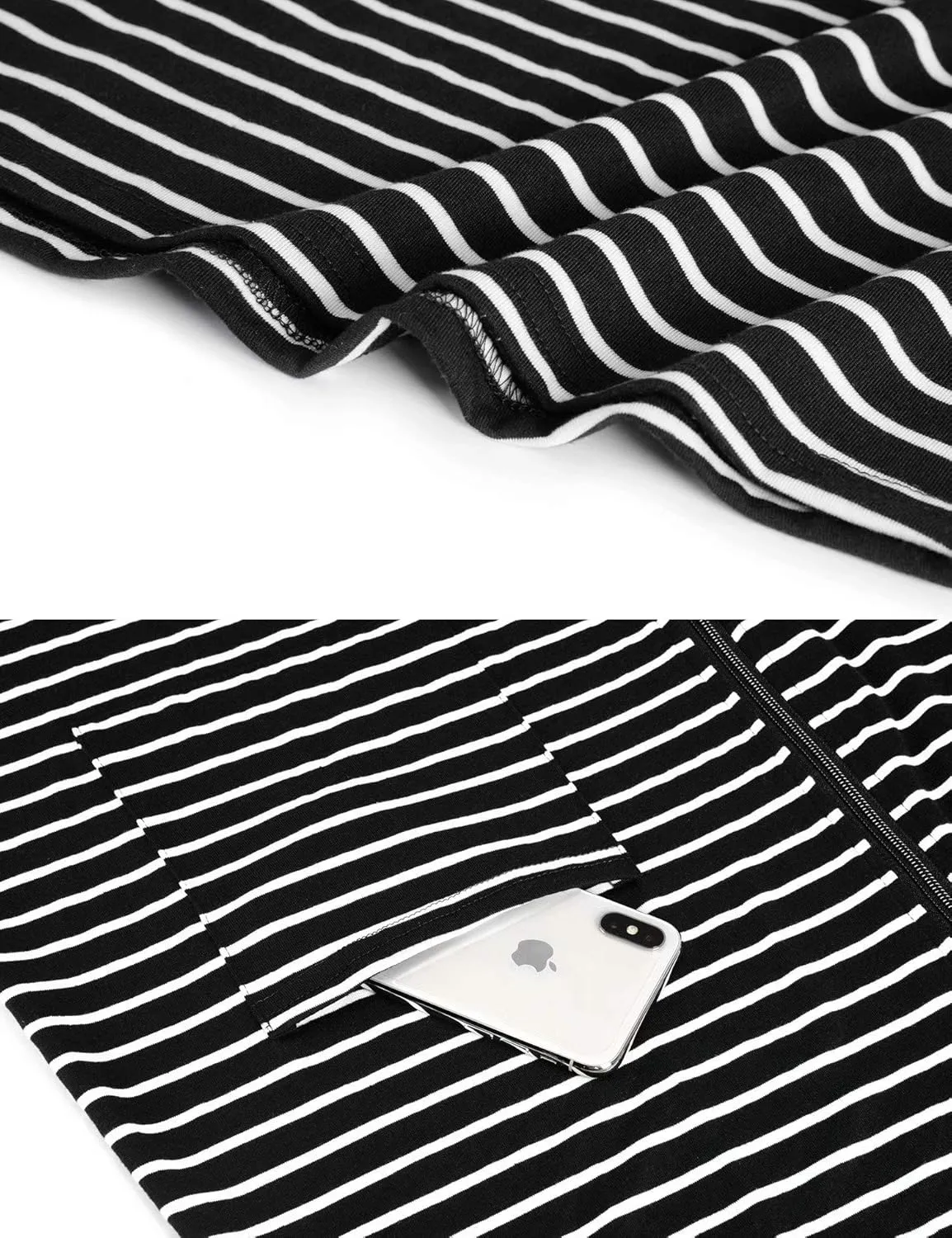 Bloggerlove Zipper Front Robes for Women House Coat Half Sleeve Loungewear Long Nightgown with Pockets S-3XL