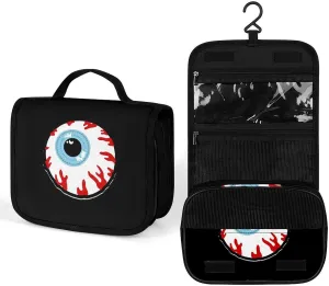 Bloodshot Eyeball Travel Toiletry Bag Full Print Wash Makeup Bag Portable Cosmetic Organizer with Hook Handbag
