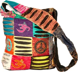 Blue Red Hobo Cotton Sling Cross Body Messenger Shoulder Bag Hippie Boho Bohemian Light Roomy Spacious