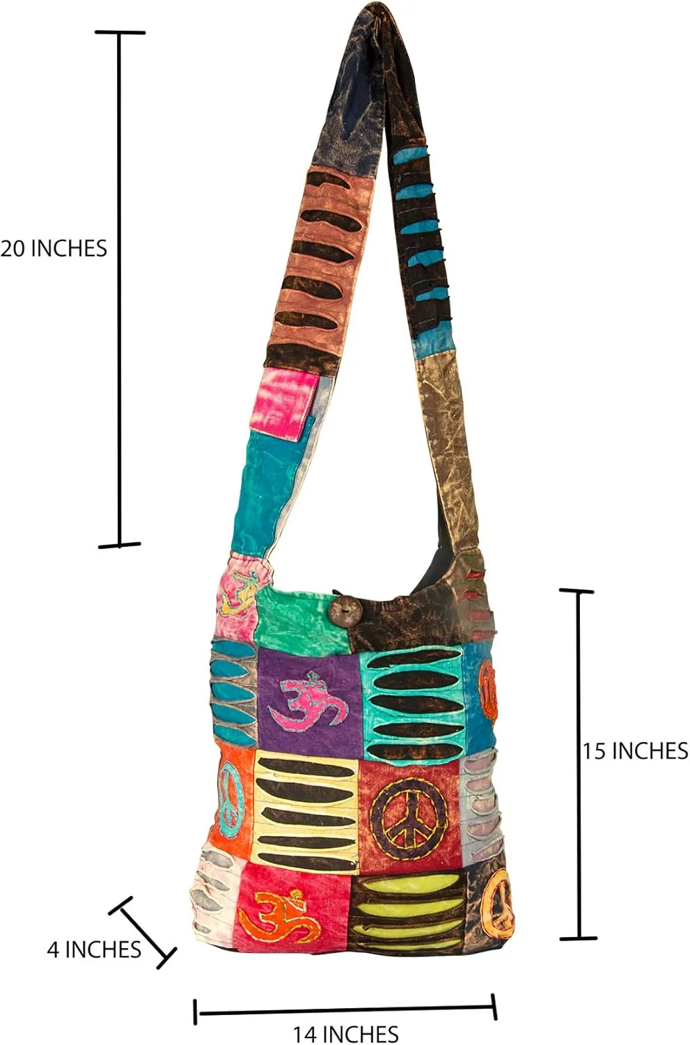 Blue Red Hobo Cotton Sling Cross Body Messenger Shoulder Bag Hippie Boho Bohemian Light Roomy Spacious