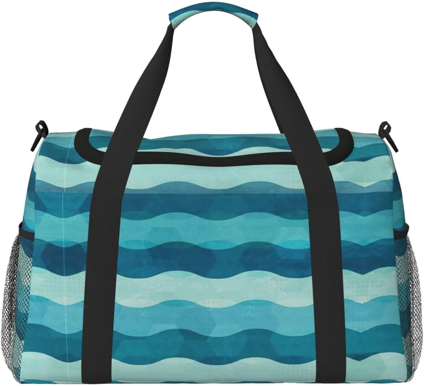 Blue Wave Stripe print Personal Item Bag Carry on Bag Underseat Travel Duffel Bags Gym Carry On Sports Bags