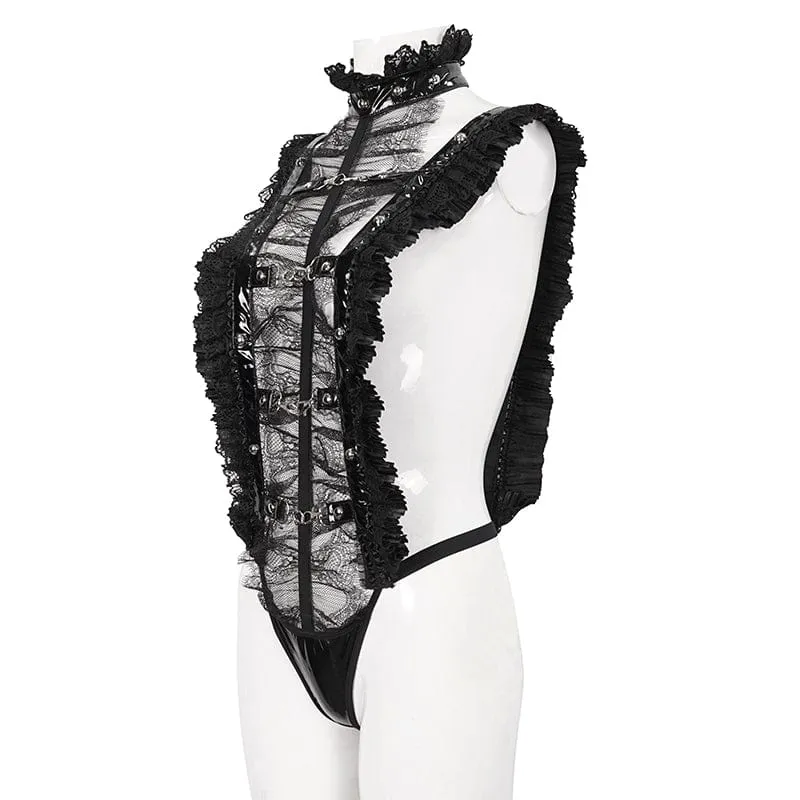 Body da donna in pizzo gotico arruffato