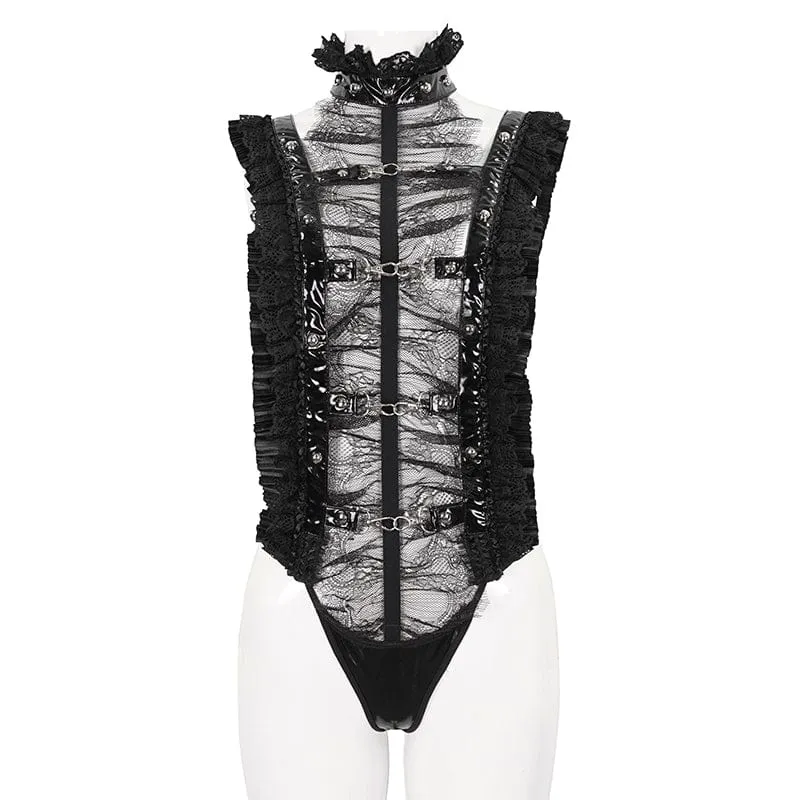 Body da donna in pizzo gotico arruffato
