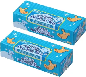 BOS Amazing Odor Sealing Dog Poop Bags - Durable and Unscented [Size: M, Color: Light Blue] (90 Count, Pack of 2) (180 Bags)