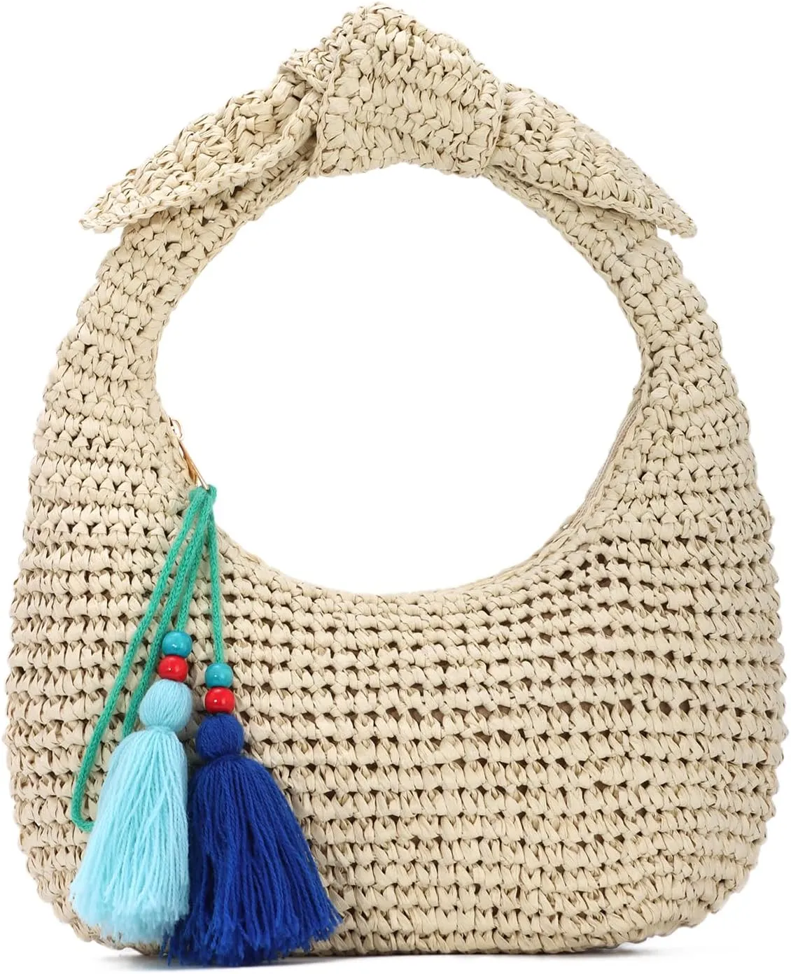Bow Straw Clutch Purses for Women Knotted Summer Beach Bag Woven Evening Tote Bags Vacation Handbag