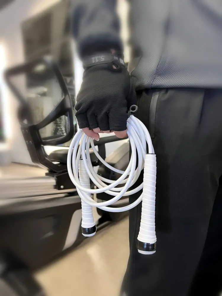Boxing Jump Rope - Tangle-Free, 16% Heavier than Regular PVC Ropes, Adjustable Length, Hand-Wrapped Anti-Slip Grip Band Included - Ideal Skipping Rope for Boxing Training