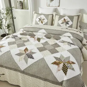 Brandream King Size Luxury Patchwork Quilts Farmhouse Vintage Quilted Coverlet Cotton Quilts Set