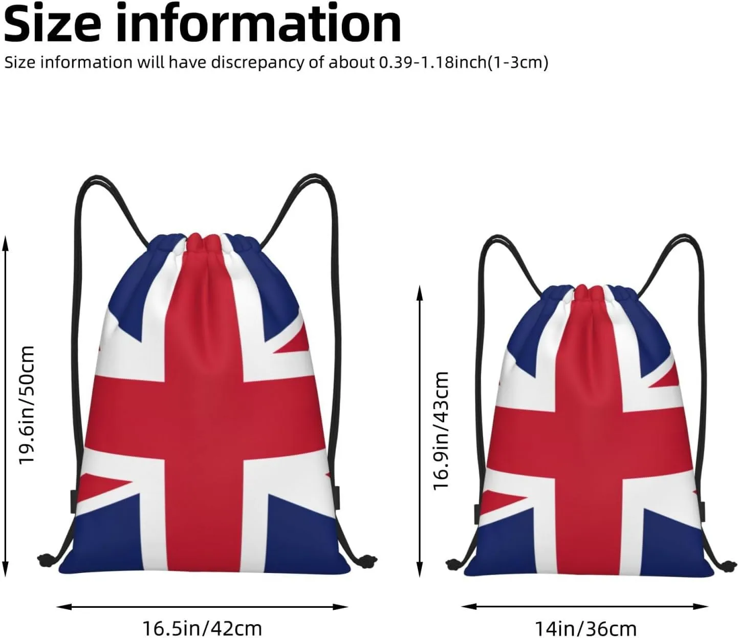 British flag Print Drawstring Bags,Gym Sport Sack Drawstring Bag Suitable for sport Swimming Travel.