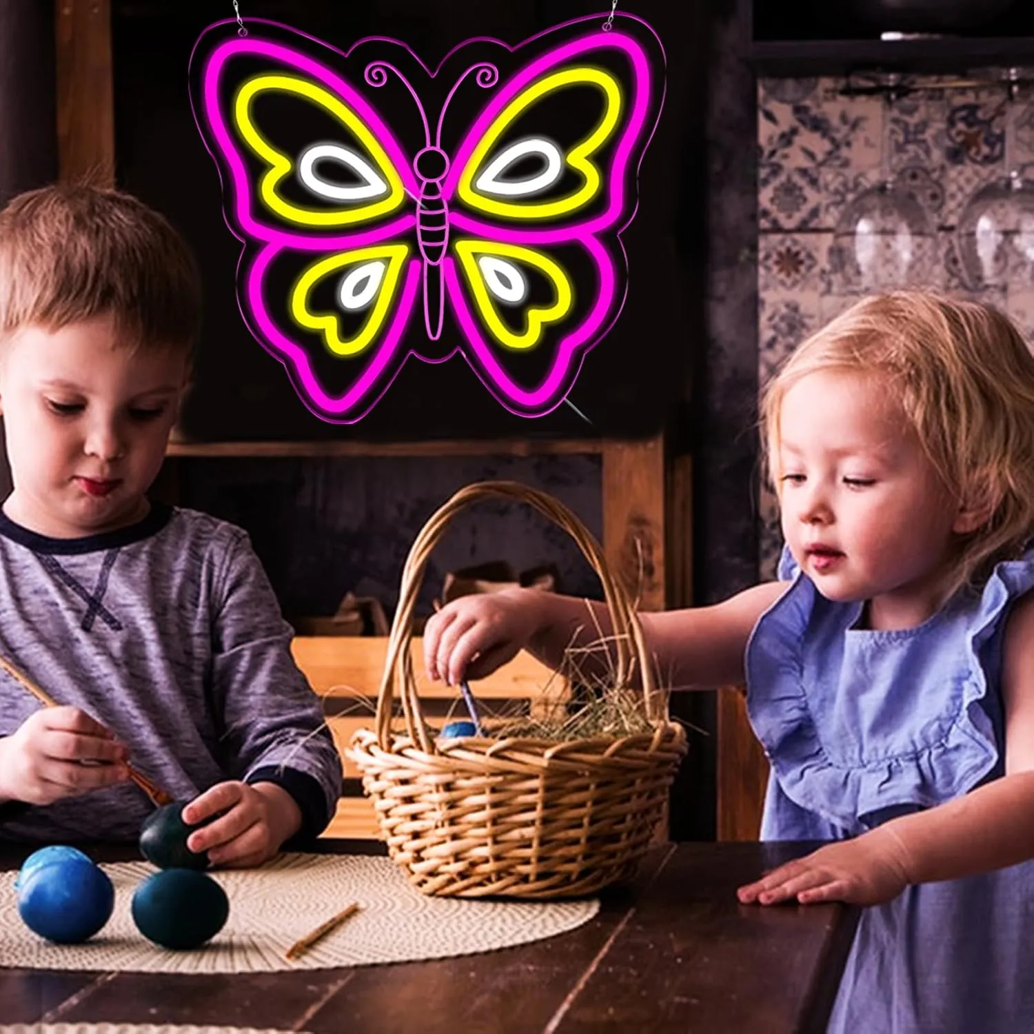Butterfly Neon Sign for Wall Decor,Led Lights for Party Decorations,Dimmable Butterfly Wall Decor, Neon Sign for Girls Bedroom Bar Wedding Birthday Mother's Day Gifts12.2 * 14.4inch