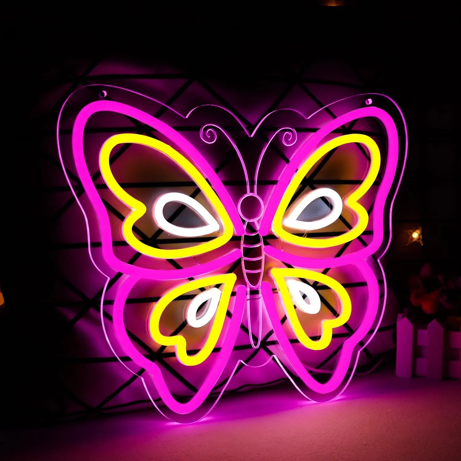 Butterfly Neon Sign for Wall Decor,Led Lights for Party Decorations,Dimmable Butterfly Wall Decor, Neon Sign for Girls Bedroom Bar Wedding Birthday Mother's Day Gifts12.2 * 14.4inch
