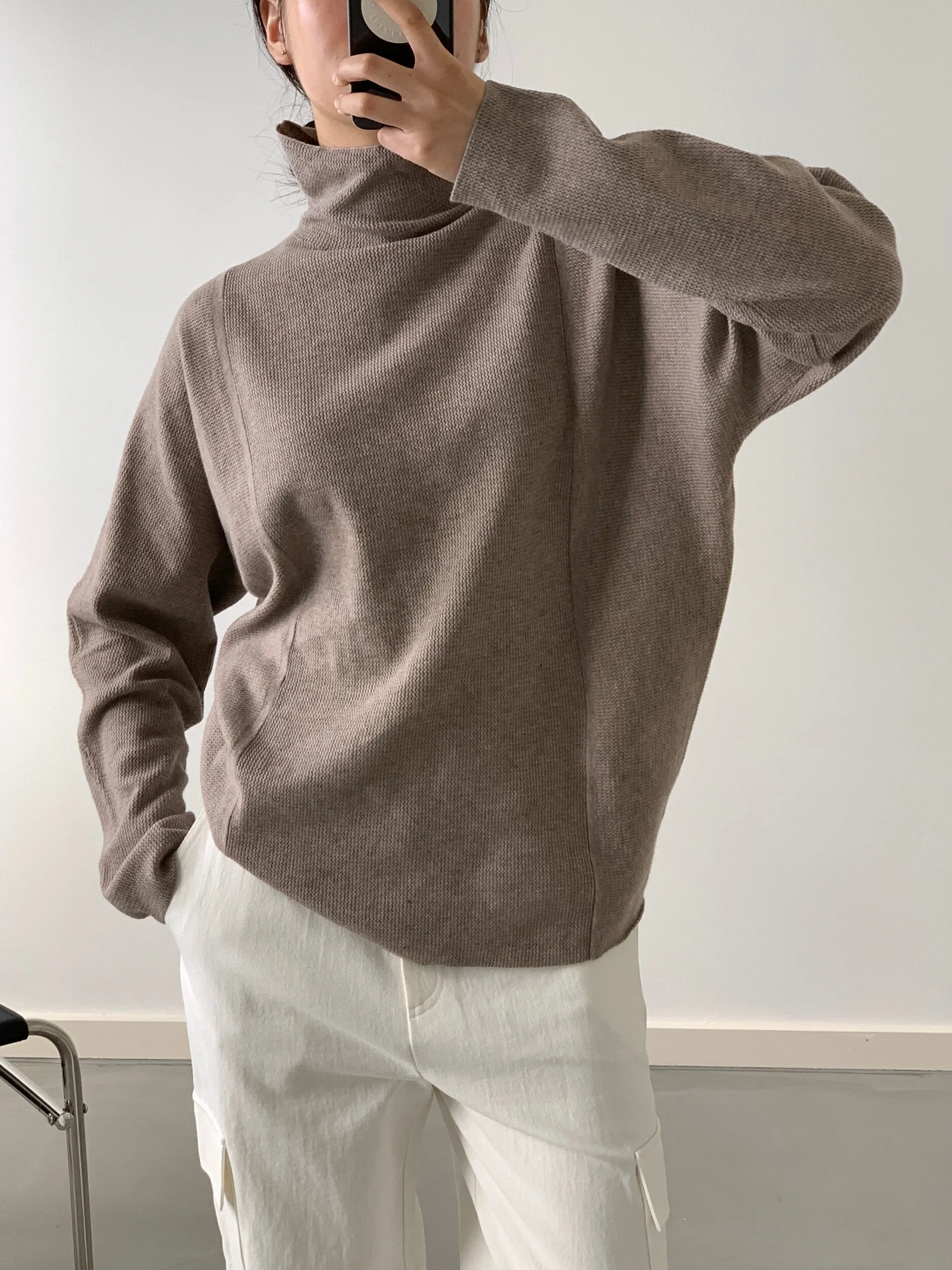 by DOE - Mock-Neck Woven Knit Sweater