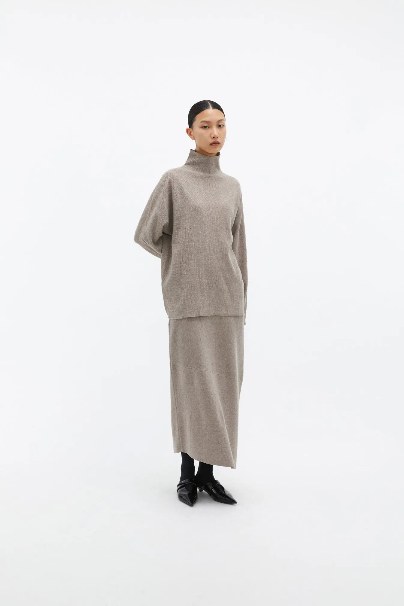 by DOE - Mock-Neck Woven Knit Sweater