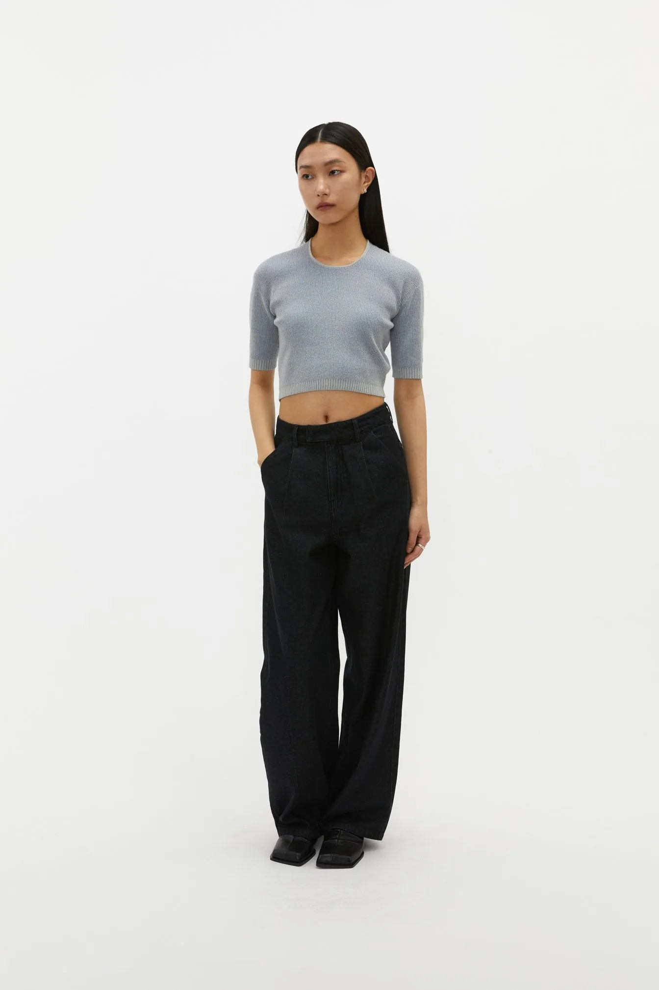 by DOE - Square-neck Mixed Knit Top