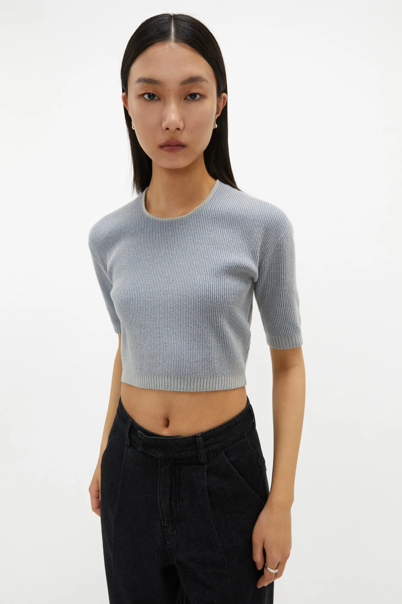 by DOE - Square-neck Mixed Knit Top