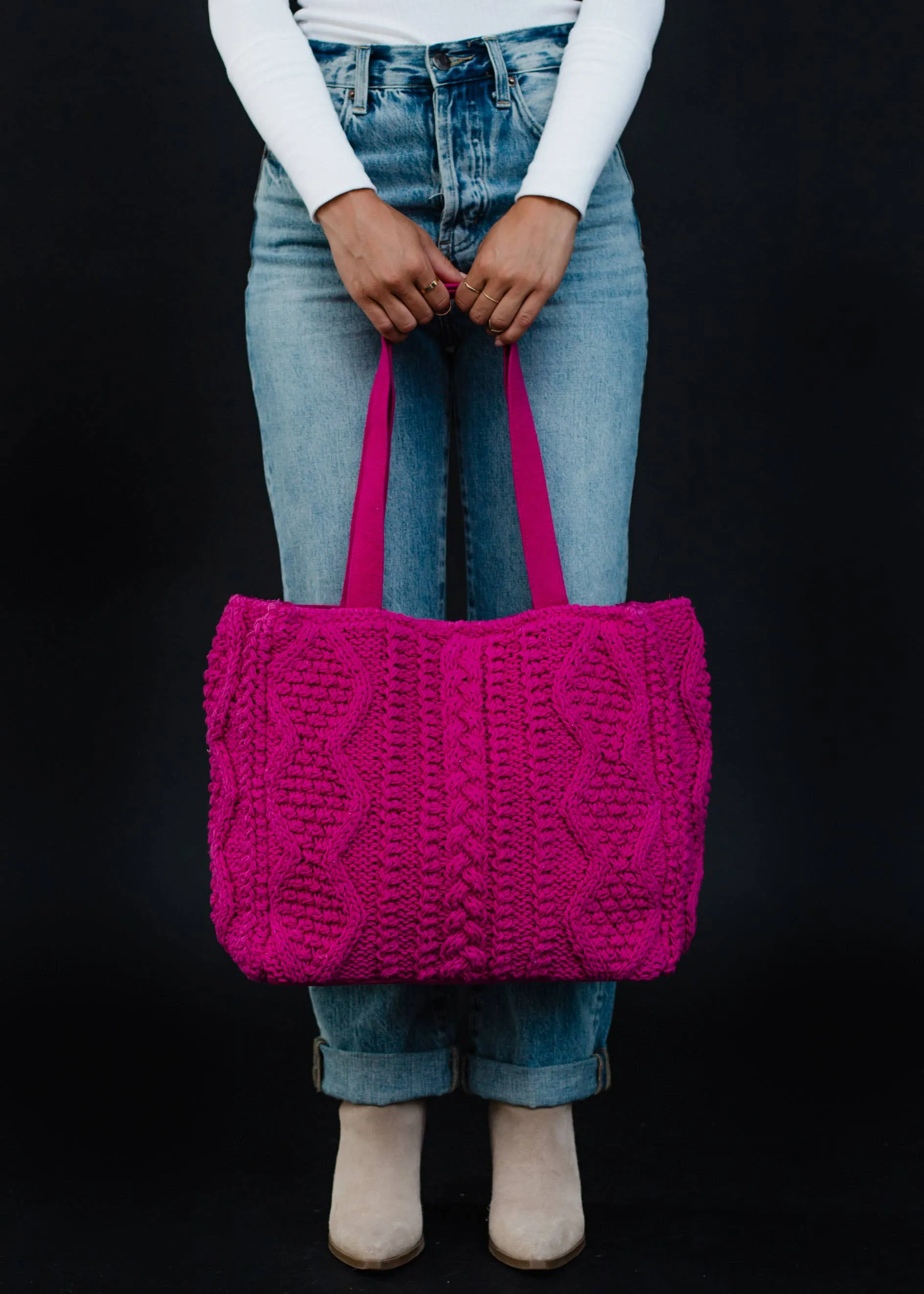 Cable Knit Tote | Multiple Color Options