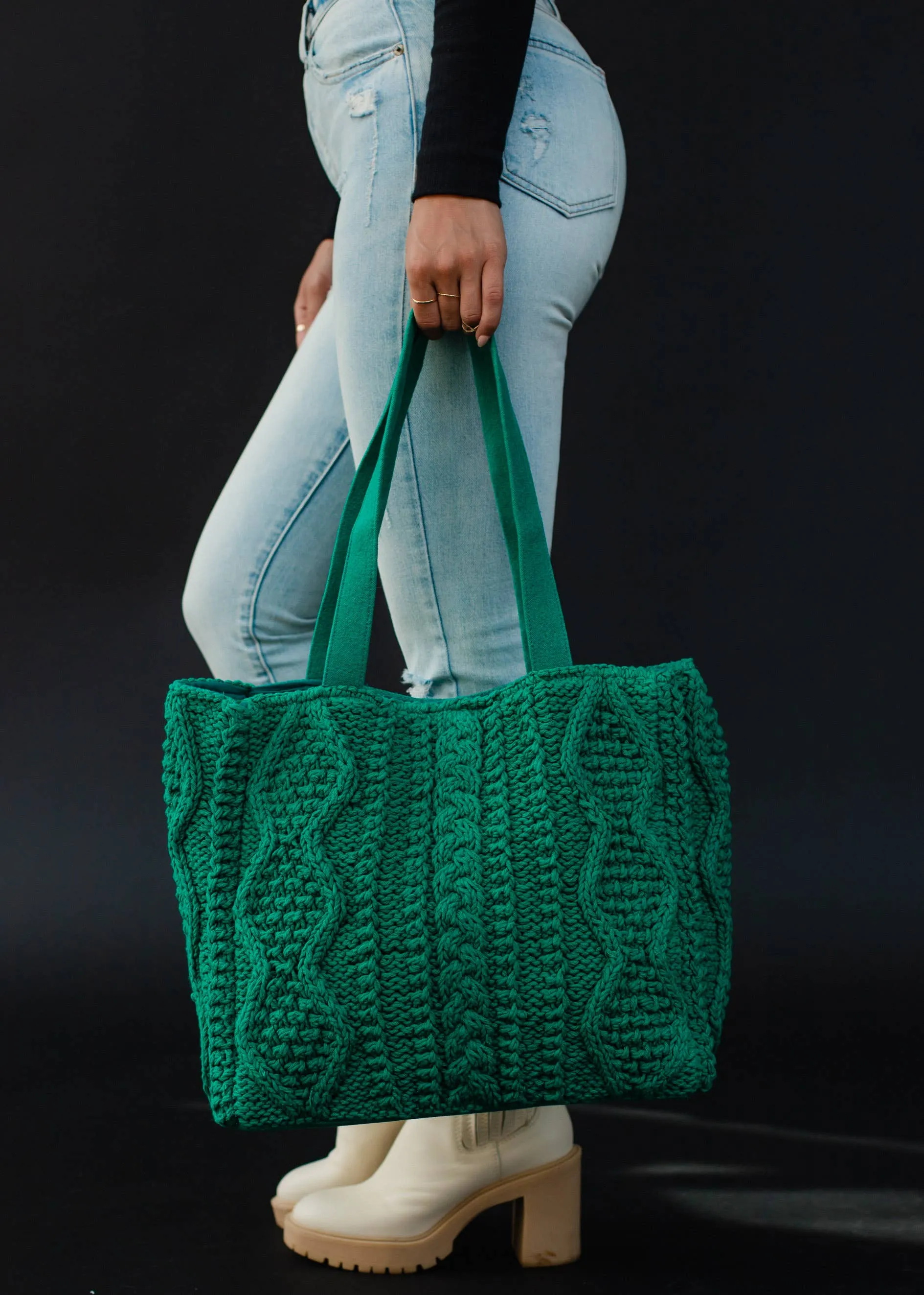 Cable Knit Tote | Multiple Color Options