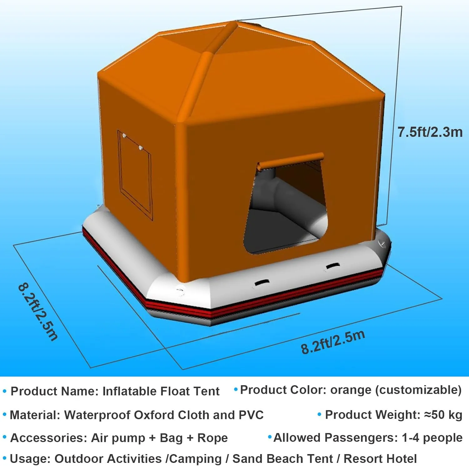 Camping Tent Outdoor Lake Inflatable Floating Tent for Calm Waters Quick Setup Fishing Raft Boat
