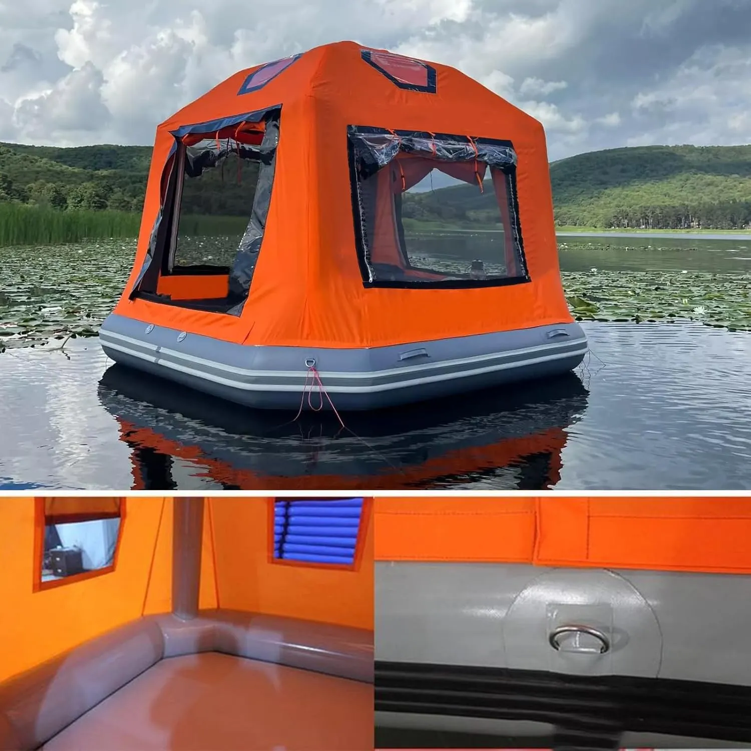 Camping Tent Outdoor Lake Inflatable Floating Tent for Calm Waters Quick Setup Fishing Raft Boat