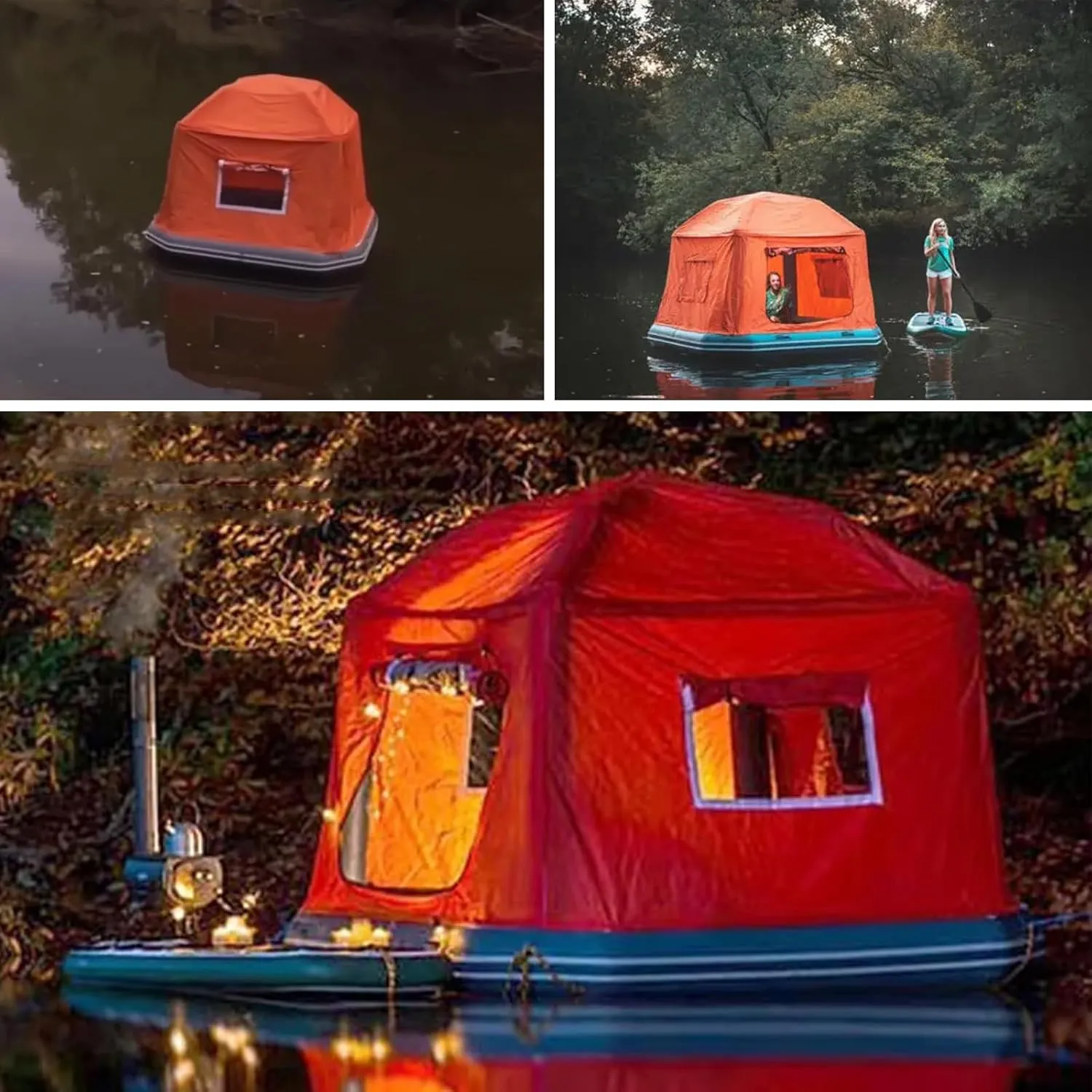 Camping Tent Outdoor Lake Inflatable Floating Tent for Calm Waters Quick Setup Fishing Raft Boat