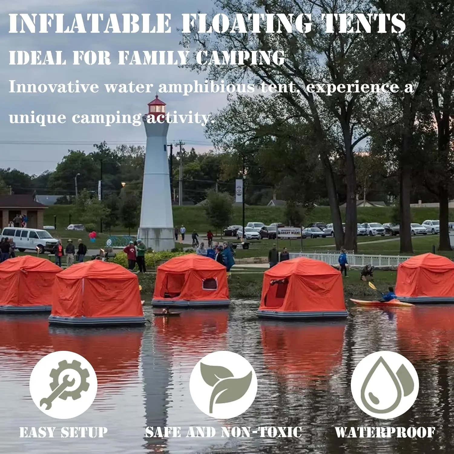 Camping Tent Outdoor Lake Inflatable Floating Tent for Calm Waters Quick Setup Fishing Raft Boat