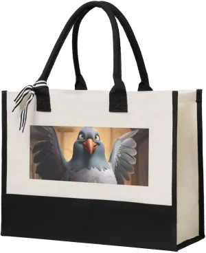 cartoon pigeon 1 print Canvas Present Shopping Bag, women's present canvas handbag, canvas beach bag