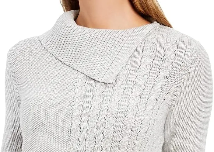 Charter Club Womens Patchwork Stitch Pullover Sweater