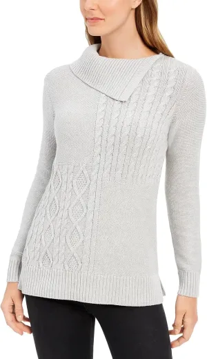 Charter Club Womens Patchwork Stitch Pullover Sweater