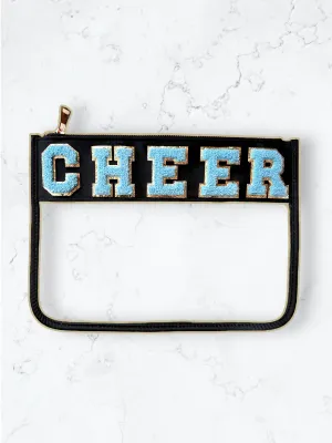 Cheer Gift - Cheer Team, Cheer Mom Nylon Bag,  Cosmetic Bag -Glitter Varsity Letter Patches Makeup Pouch