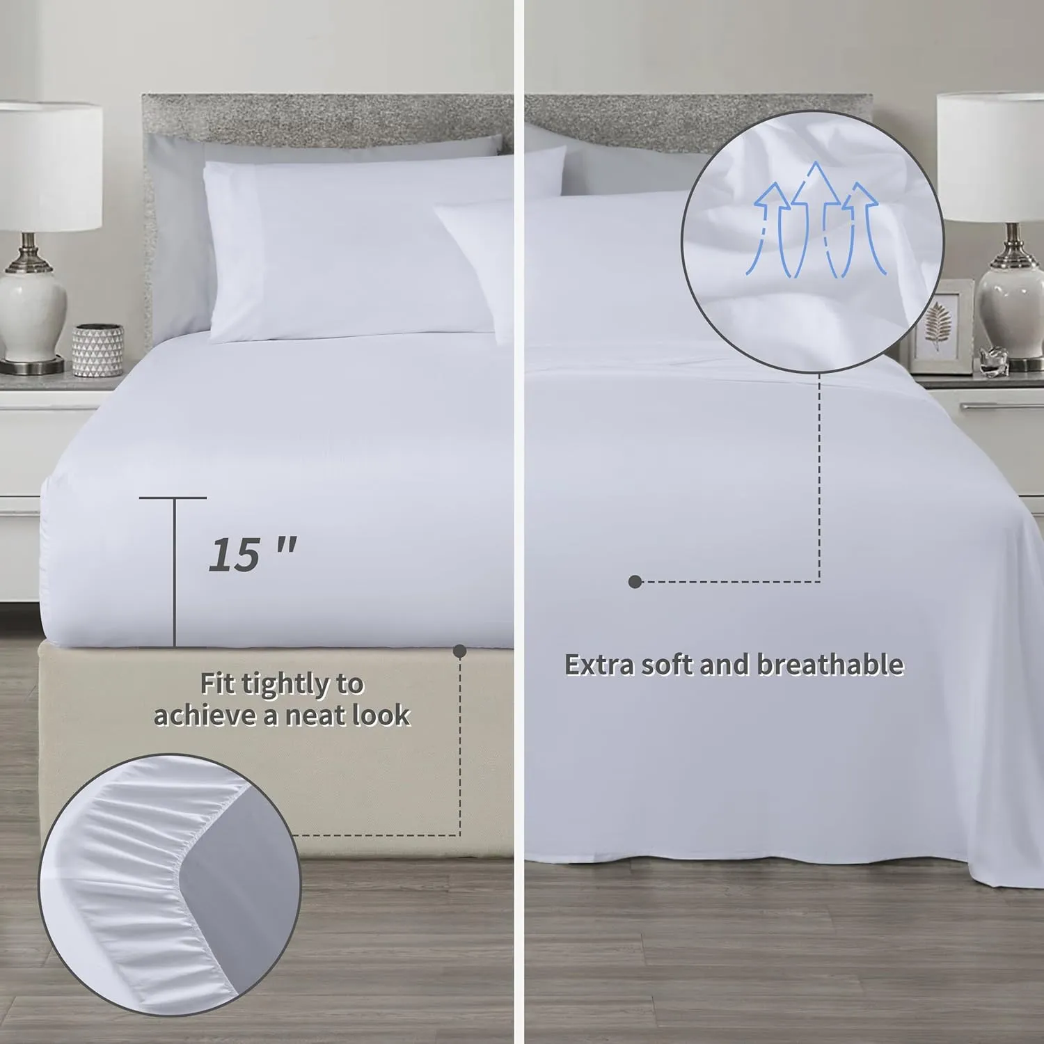 Chezmoi Collection Briar 7-Piece Queen Bed in a Bag - All Season Lightweight Microfiber Comforter Set - Includes Sheets & Shams - Blue/Brown/Beige Pleated Stripe Design