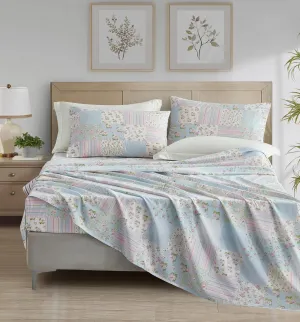 Chezmoi Collection Holly 3-Piece Floral Patchwork Cotton Sheet Set Twin - Flower Floral Candy Stripe Polka Dots Patchwork Printed 100% Cotton Bed Sheets