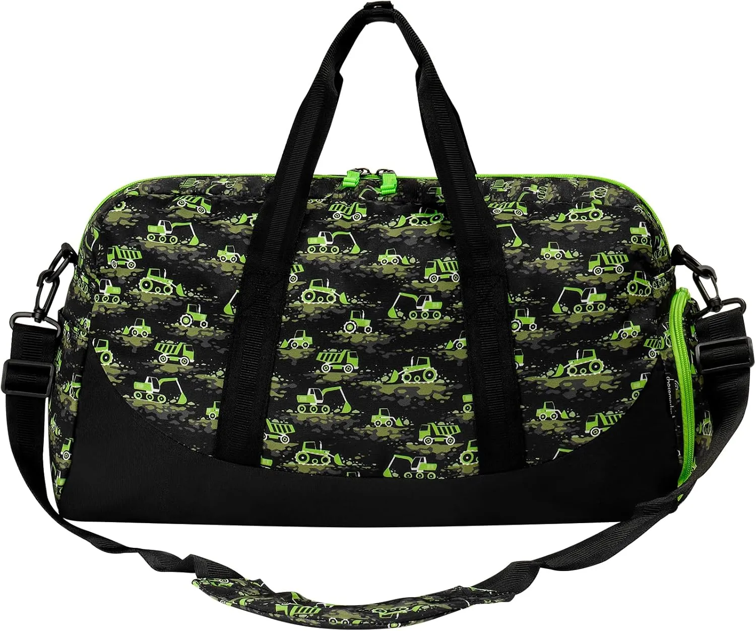 Choco Mocha Kids Duffle Bag Boys Excavator Duffle Bag for Kids Travel Bag Boys Overnight Bag for Kids Duffel Bags Toddler Weekender Bag Children Kids Gym Sports Sleepover Bag 6-8 Neon Green, CM039-20