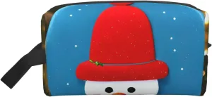 Christmas Carton Snowman Print Portable Makeup Pouch Travel Toiletry Bag Storage Bags with Handles Large Capacity