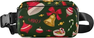 Christmas Santa Hat Bell Waterproof Fanny Packs for Women Hip Pack Belt Bag Bright Cross Body Waist Pack