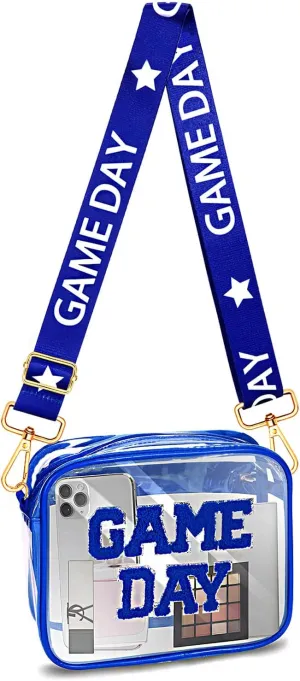 Clear Bag for Stadium Events Game Day Stadium Approved Crossbody Clear Bag Purse with Letter Patch for Concert Sports Events
