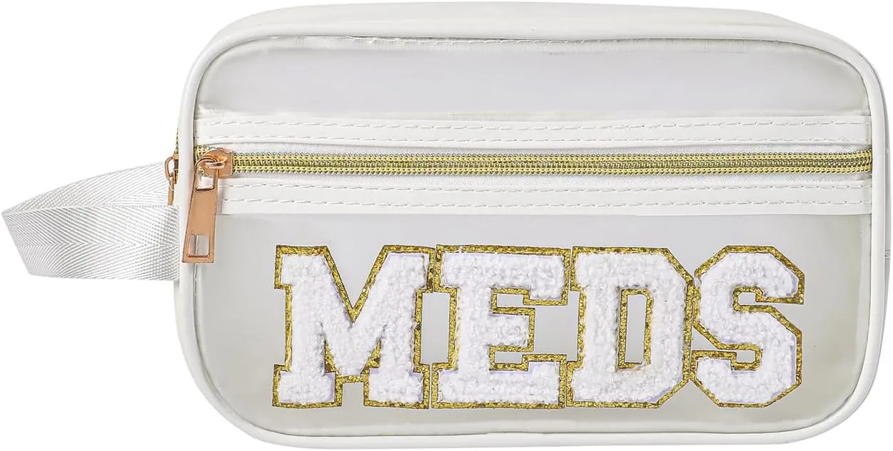 Clear Chenille Letter Makeup Bag，Transparent Waterproof Cosmetic Bag, Sunscreen Accessories Storage Organization