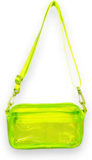 Clear Crossbody Bag - Neon Rave Bag - Clear Festival Bag for Women Men - Jelly Bag - Vegan Leather Carry Bag