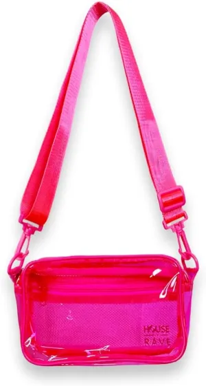 Clear Crossbody Bag - Neon Rave Bag - Clear Festival Bag for Women Men - Jelly Bag - Vegan Leather Carry Bag