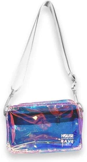 Clear Crossbody Bag - Neon Rave Bag - Clear Festival Bag for Women Men - Jelly Bag - Vegan Leather Carry Bag