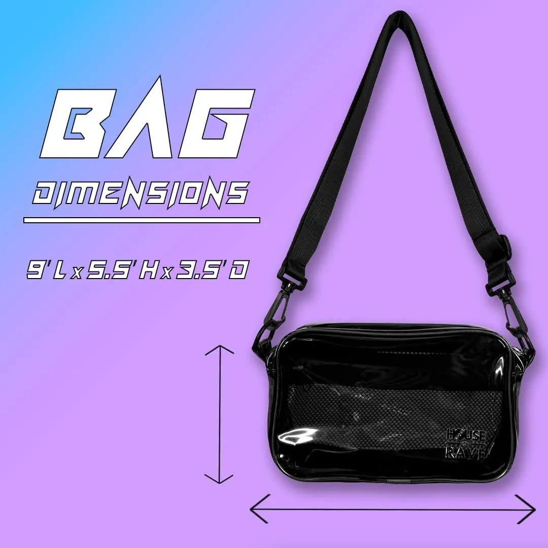 Clear Crossbody Bag - Neon Rave Bag - Clear Festival Bag for Women Men - Jelly Bag - Vegan Leather Carry Bag