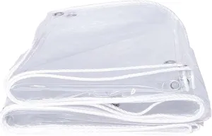 Clear Heavy Duty PVC Tarp with Grommets, Waterproof and Tear Resistant, Suitable for Patios, Greenhouses, Outdoor Fences, Chicken Coops