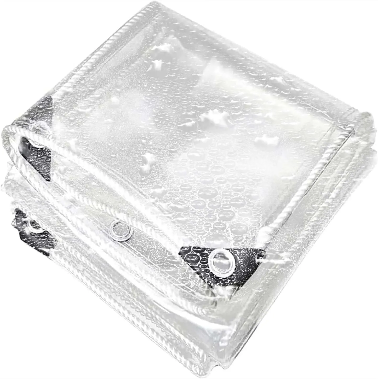Clear Tarp, Clear Tarps with Grommets, 14Mil Thickened Transparent Tear Resistant PVC Vinyl Tarpaulin with Reinforced Edges, for Garden, Cars