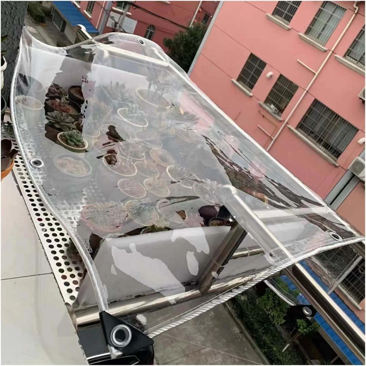 Clear Tarp, Clear Tarps with Grommets, 14Mil Thickened Transparent Tear Resistant PVC Vinyl Tarpaulin with Reinforced Edges, for Garden, Cars