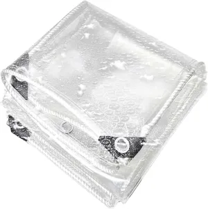 Clear Tarp, Clear Tarps with Grommets, 14Mil Thickened Transparent Tear Resistant PVC Vinyl Tarpaulin with Reinforced Edges, for Garden, Cars