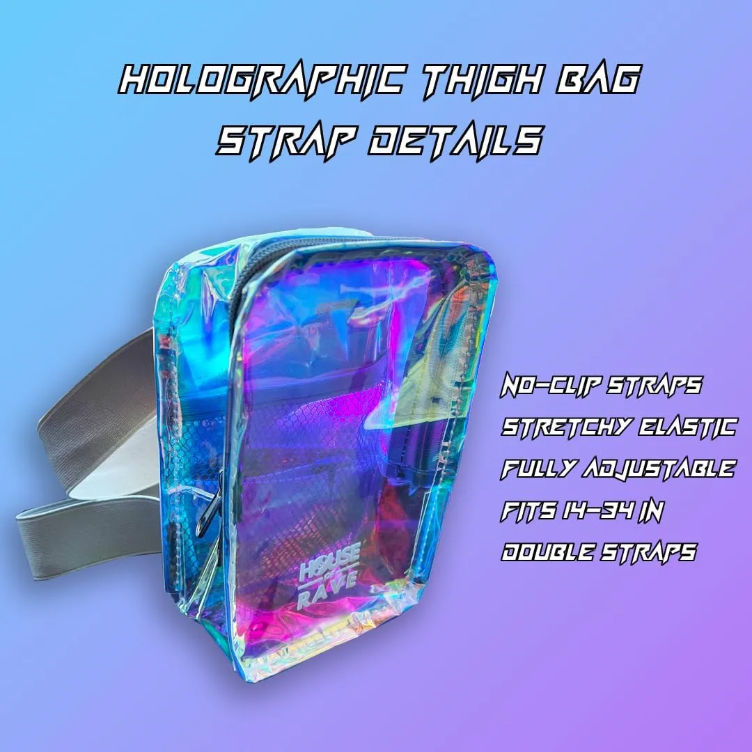Clear Thigh Bag - Carnival Bag - Neon Thigh Bag w/Mesh Pocket & Double Zipper - Rave Bag for Women - Jelly Phone Holder Bag (Red)