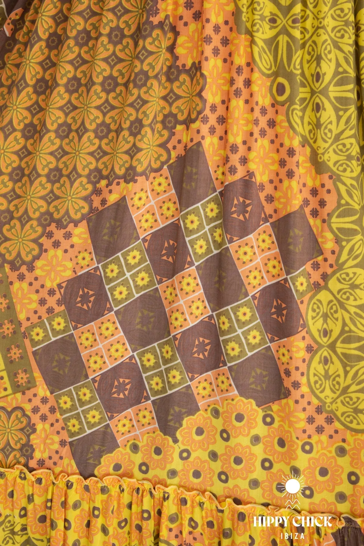 Clemence Long Dress // Patchwork Print